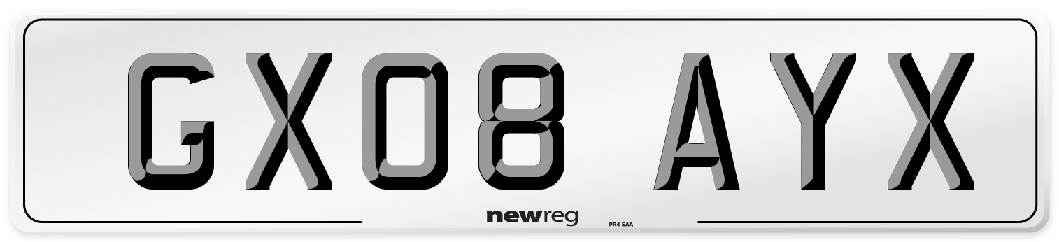 GX08 AYX Number Plate from New Reg